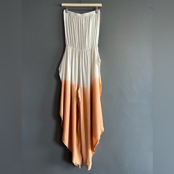**Beautiful** Zayla Strapless Ombre Jumpsuit Split Leg Cotton Size Small - Picture 2 of 11